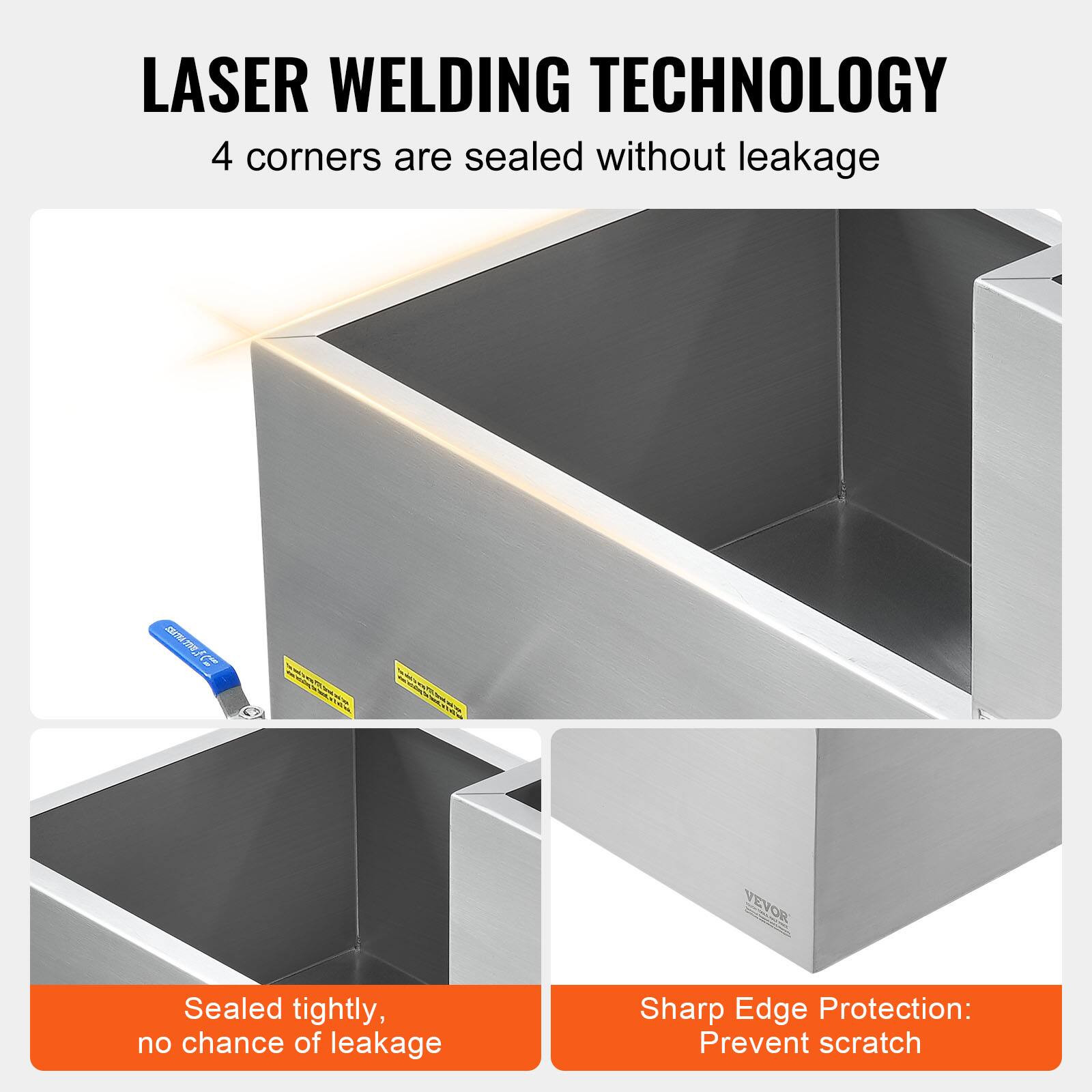 LASER WELDING TECHNOLOGY  
4 corners are sealed without leakage  

Sealed tightly, no chance of leakage  

Sharp Edge Protection: Prevent scratch