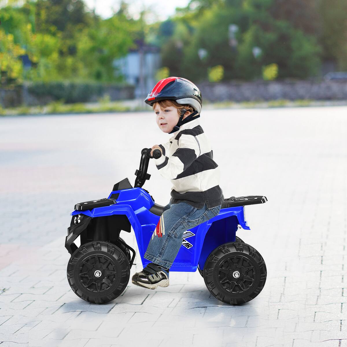 Alt View 7. Costway - Costway Kids Ride On ATV Quad 4 Wheeler Electric Toy Car 6V Battery Power Led Lights - Blue.