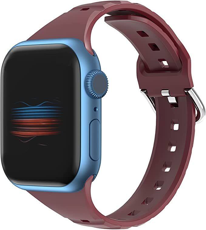 Front. Worryfree Gadgets - Worryfree Gadgets Silicone Slim  - 42/44/45mm - Wine Red - Wine Red.