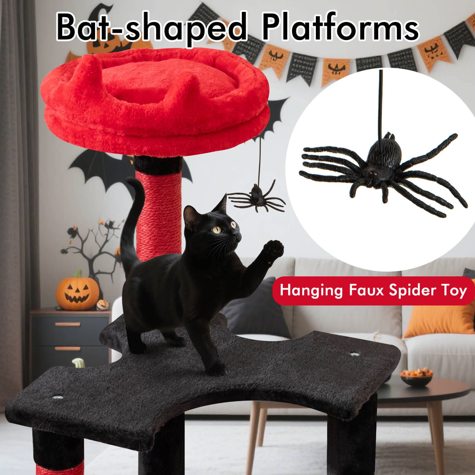 Bat-shaped Platforms  
Hanging Faux Spider Toy