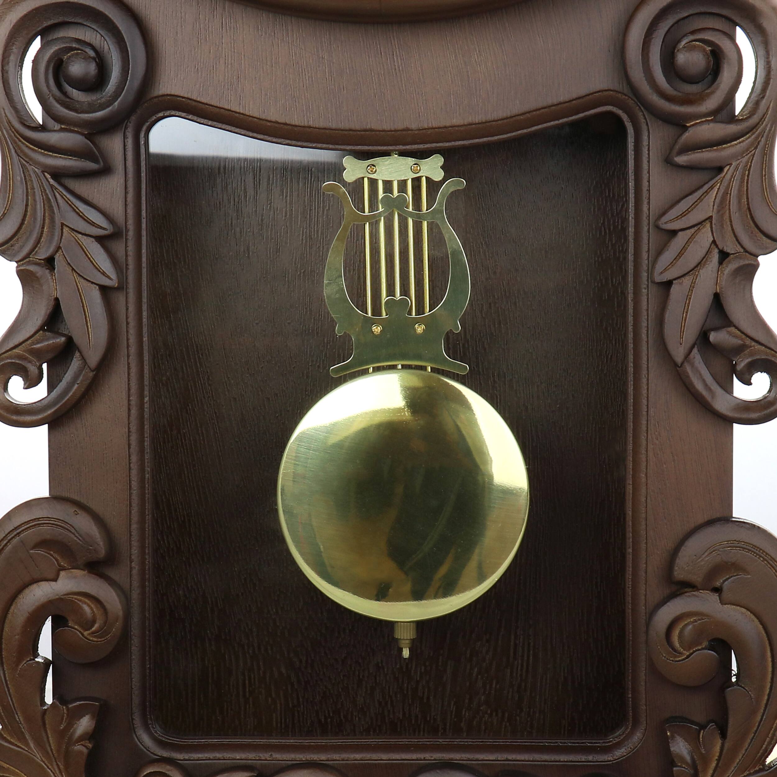 Alt View 4. Bedford Clock Collection - Bedford Clock Collection Chestnut Chiming Pendulum Wall Clock - Brown.