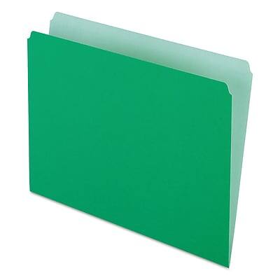 Front. Pendaflex - Pendaflex Two-Tone Recycled File Folder, Straight Cut, Letter Size, Bright Green, 100/Box (152 BGR) - Bright Green.