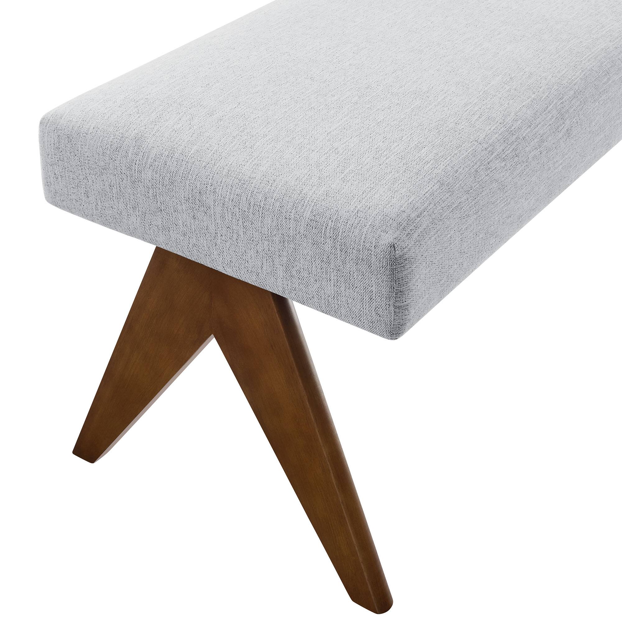 Alt View 2. Modway - Lyra 47" Fabric Upholstered Bench by Modway - Gray.