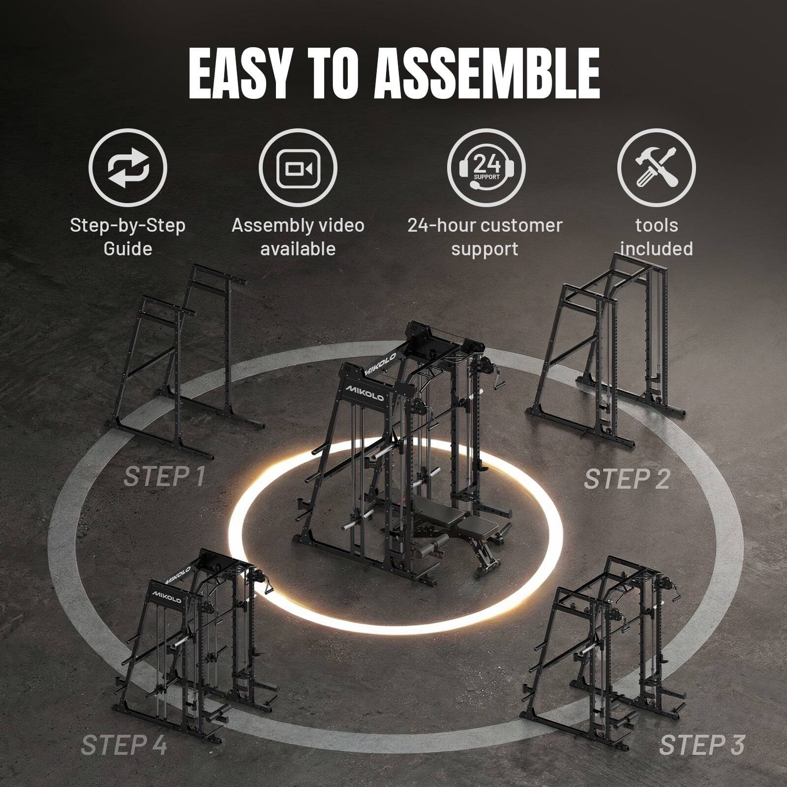 EASY TO ASSEMBLE

- Step-by-Step Assembly video Guide available
- 24-hour customer support
- tools included

STEP 1
STEP 2
STEP 3
STEP 4