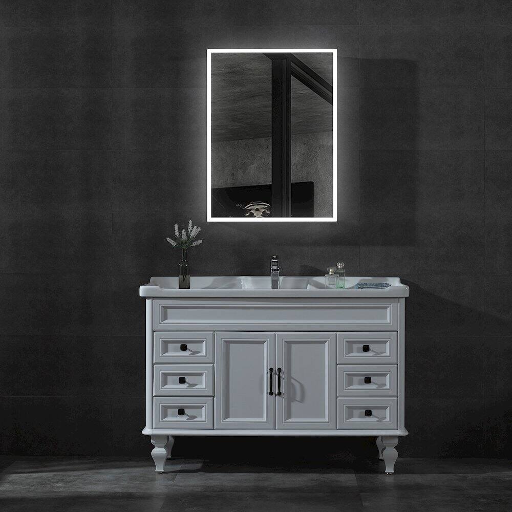 Left. Alfi - 24" x 32" Single Door LED Light Medicine Cabinet - Gray.