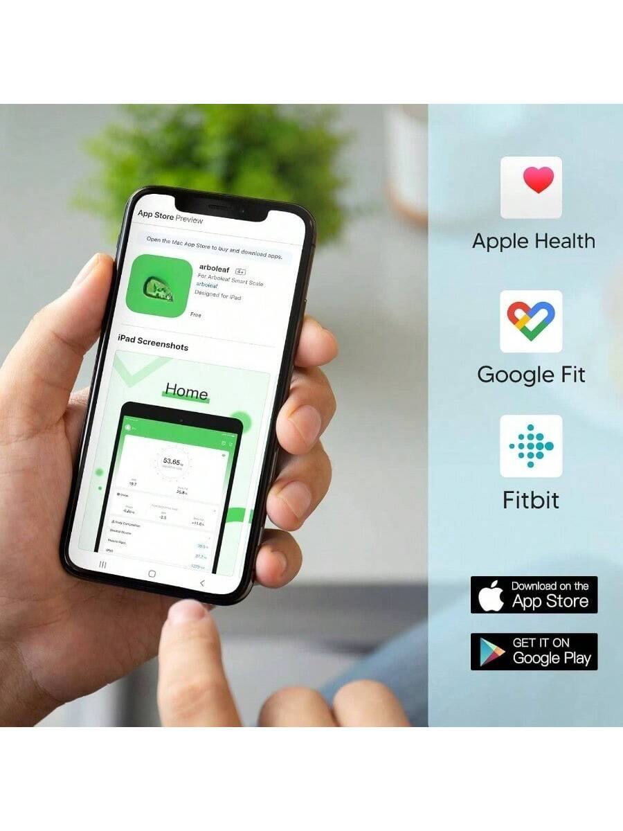 App Store Preview  
Open the Mac App Store to buy and download apps.  
arboleaf  
arboleaf Smart Scale  
Designed for iPad  
Free  

iPad Screenshots  
Home  
53.65  
197  
21.4%  
-2.5  
+18.0  

Apple Health  
Google Fit  
Fitbit  

Download on the App Store  
GET IT ON Google Play