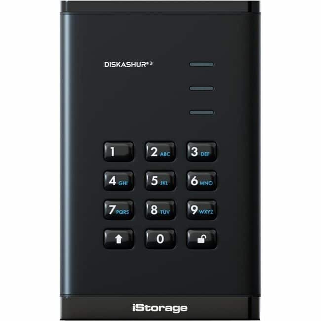 iStorage - diskAshur3 500 GB Portable Hard Drive | Incorporated Common Criteria EAL 5+ | PIN protected | AES - Black
