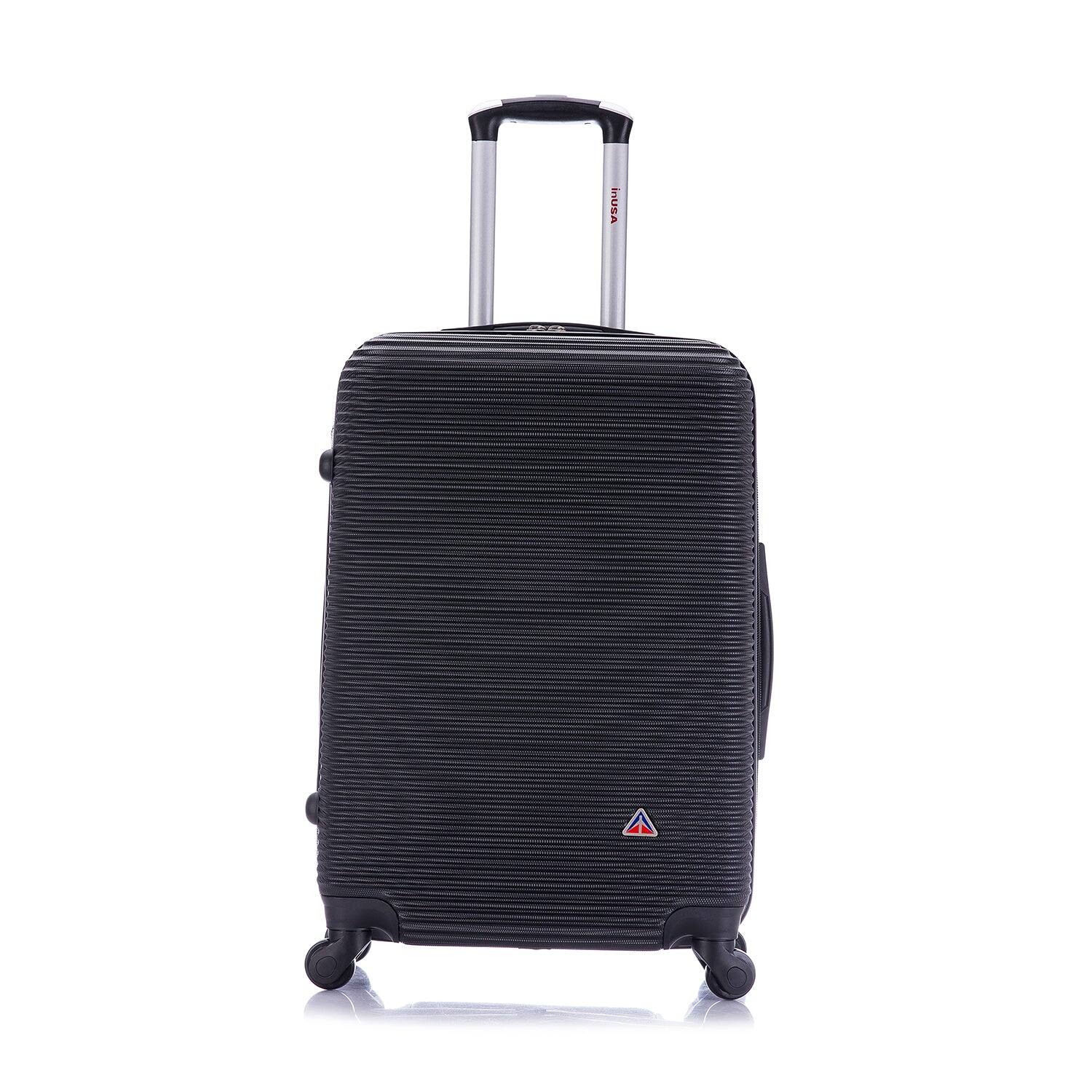 Angle. InUSA - Royal lightweight hardside Spinner Luggage 24" - BLACK.