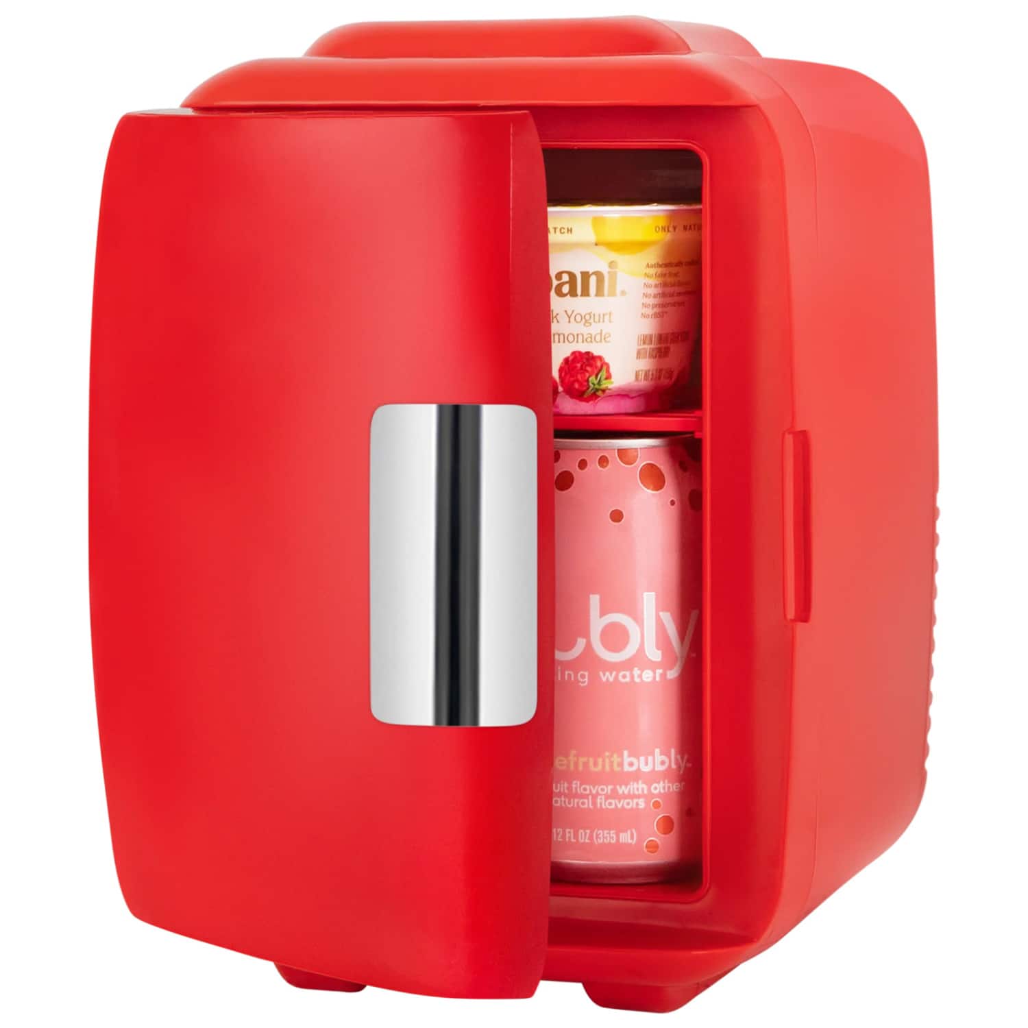 Sweet - 4L/6 Can Compact Refrigerator, Portable Mini Fridge for AC/DC Skincare Refrigerator for Bedroom Office Car Dorm - Red