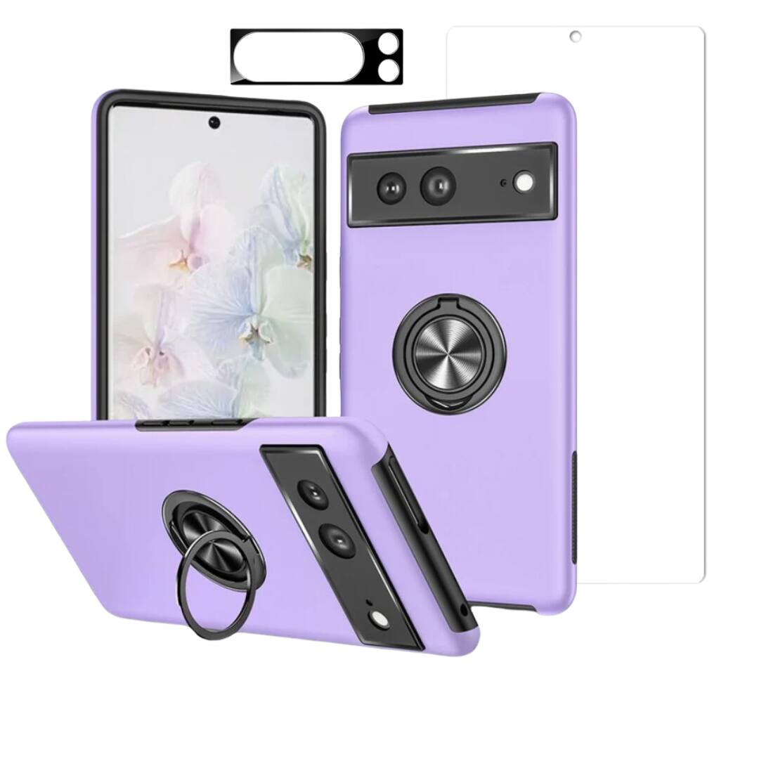 Front. Entronix - Entronix Complete Protection Bundle for Google Pixel 7 Pro - 360º Gripstand Case with Screen Protector - Purple.