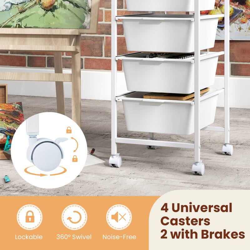 4 Universal Casters 360° Swivel Noise-Free 2 with Brakes