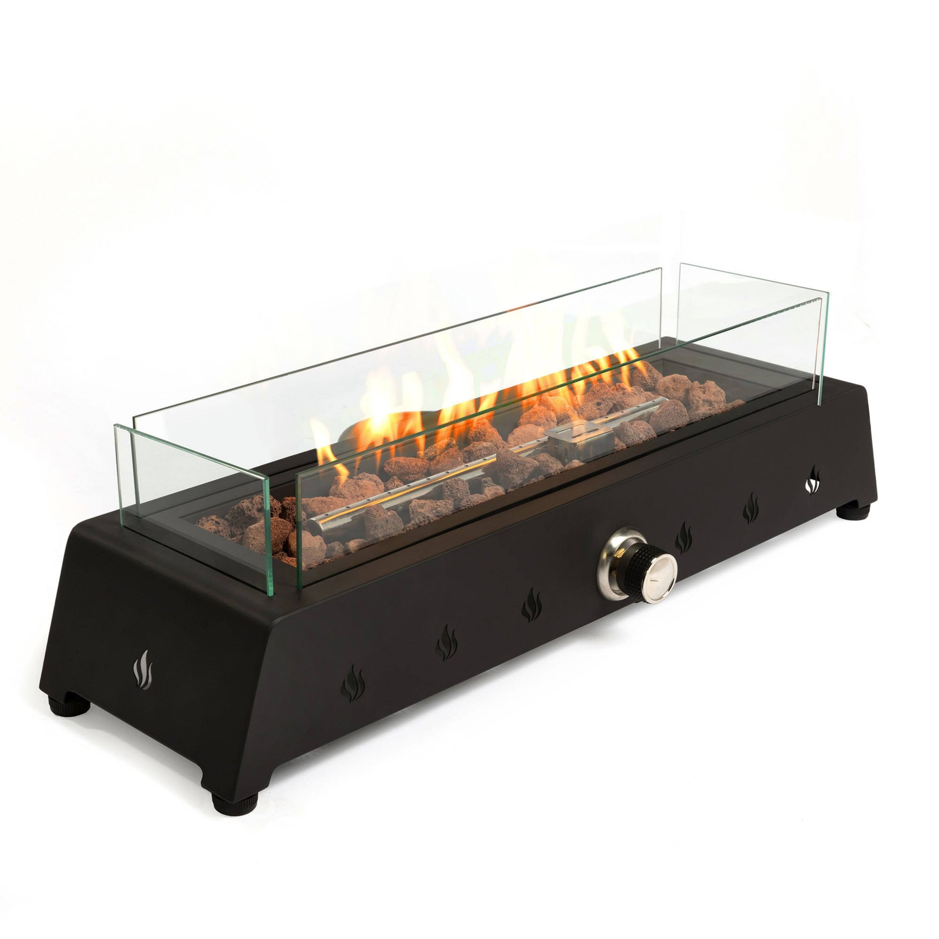 Back. Boyel Living - 28 Inch Tabletop Rectangular Propane Fire Pit 40000 BTU Black - Black.