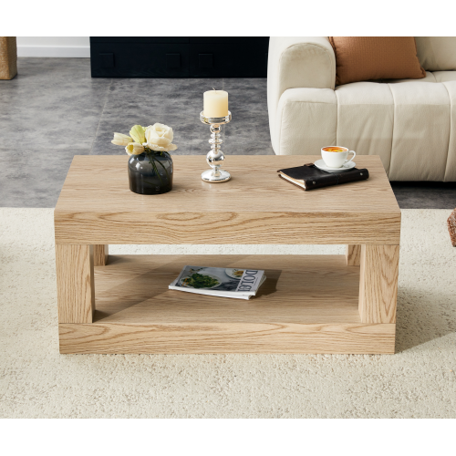 Angle. Loheer - Loheer- Modern 2-Tier Coffee Table Open Storage Shelf Rectangular Center Table for Living Room 3.3x1.8x1.5 ft - Wood.