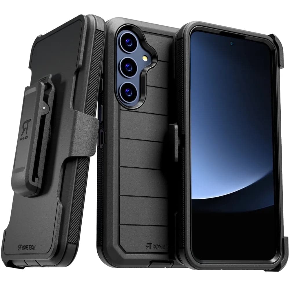 RomeTech - Defender Case with Holster Clip for Samsung Galaxy S25 - Black