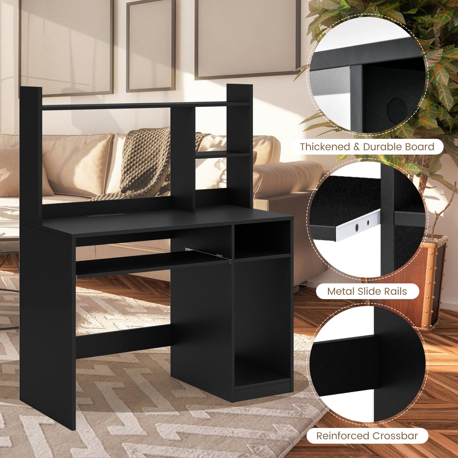 Thickened & Durable Board, Metal Slide Rails, Reinforced Crossbar