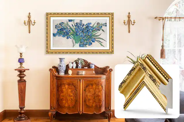 Front. Deco TV Frames - Premiere Bezel for Samsung the Frame TV - 75" - Ornate Gold.