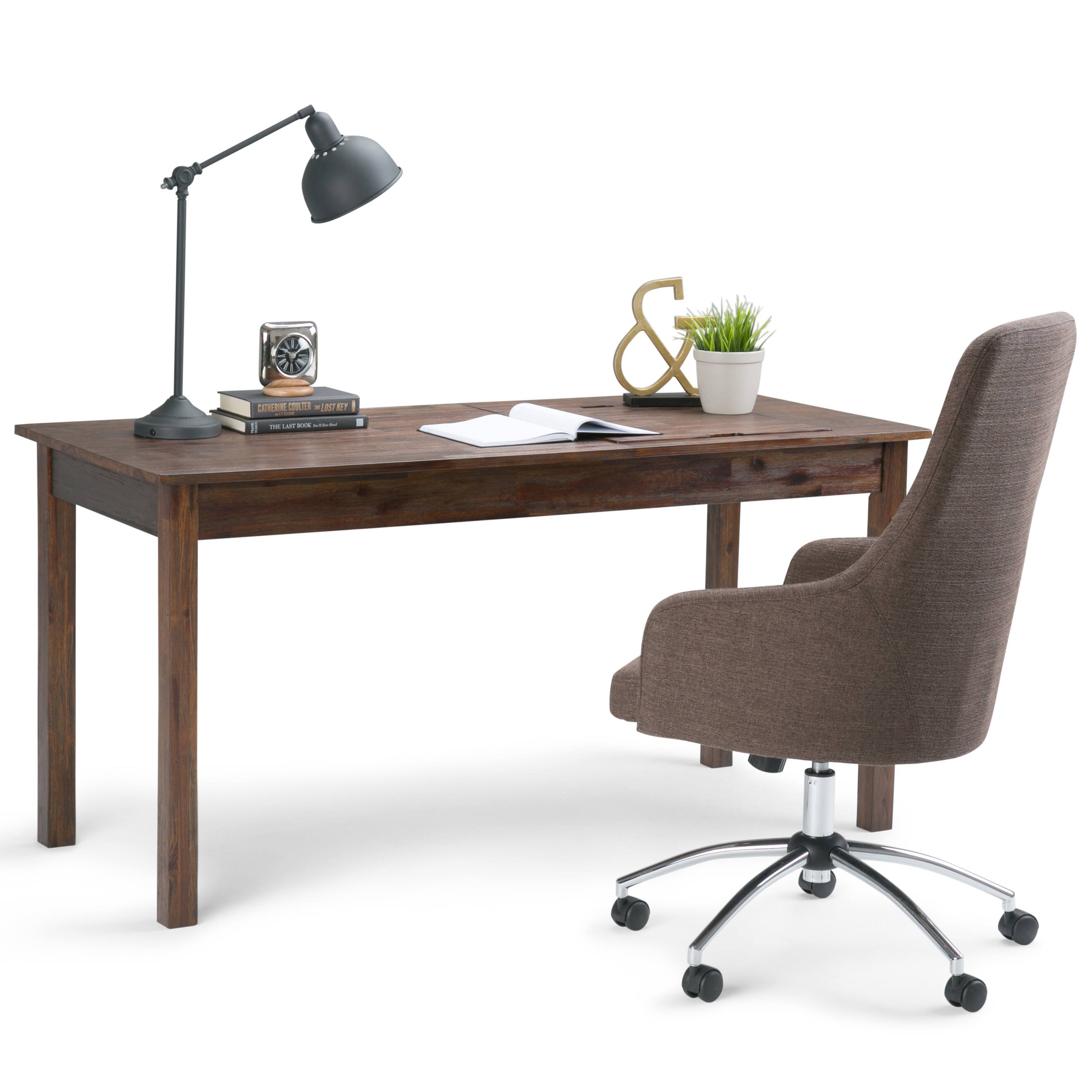 Left. Simpli Home - Monroe Desk - Distressed Charcoal Brown.