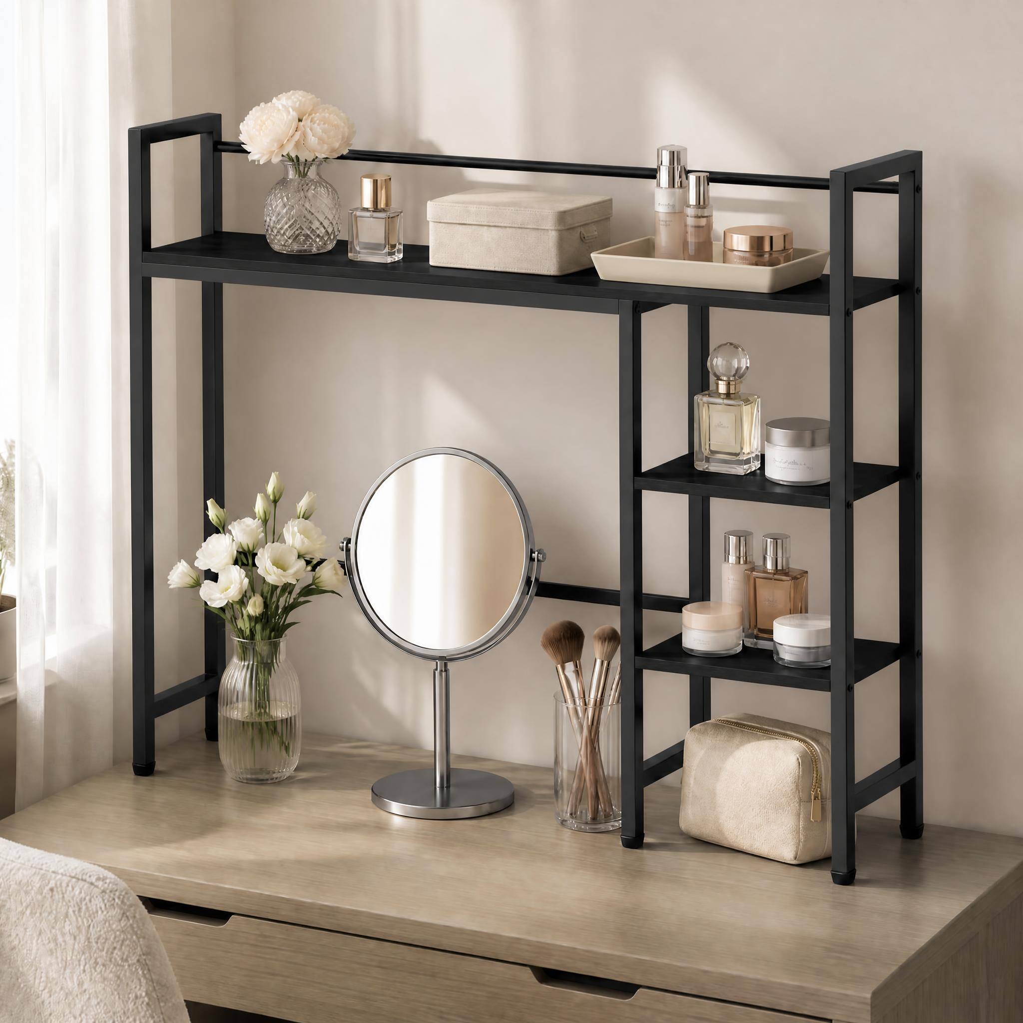 Alt View 5. Costway - Costway Desktop Bookshelf, 4-Tier Desk Display Rack, Countertop Storage Organizer - Black.