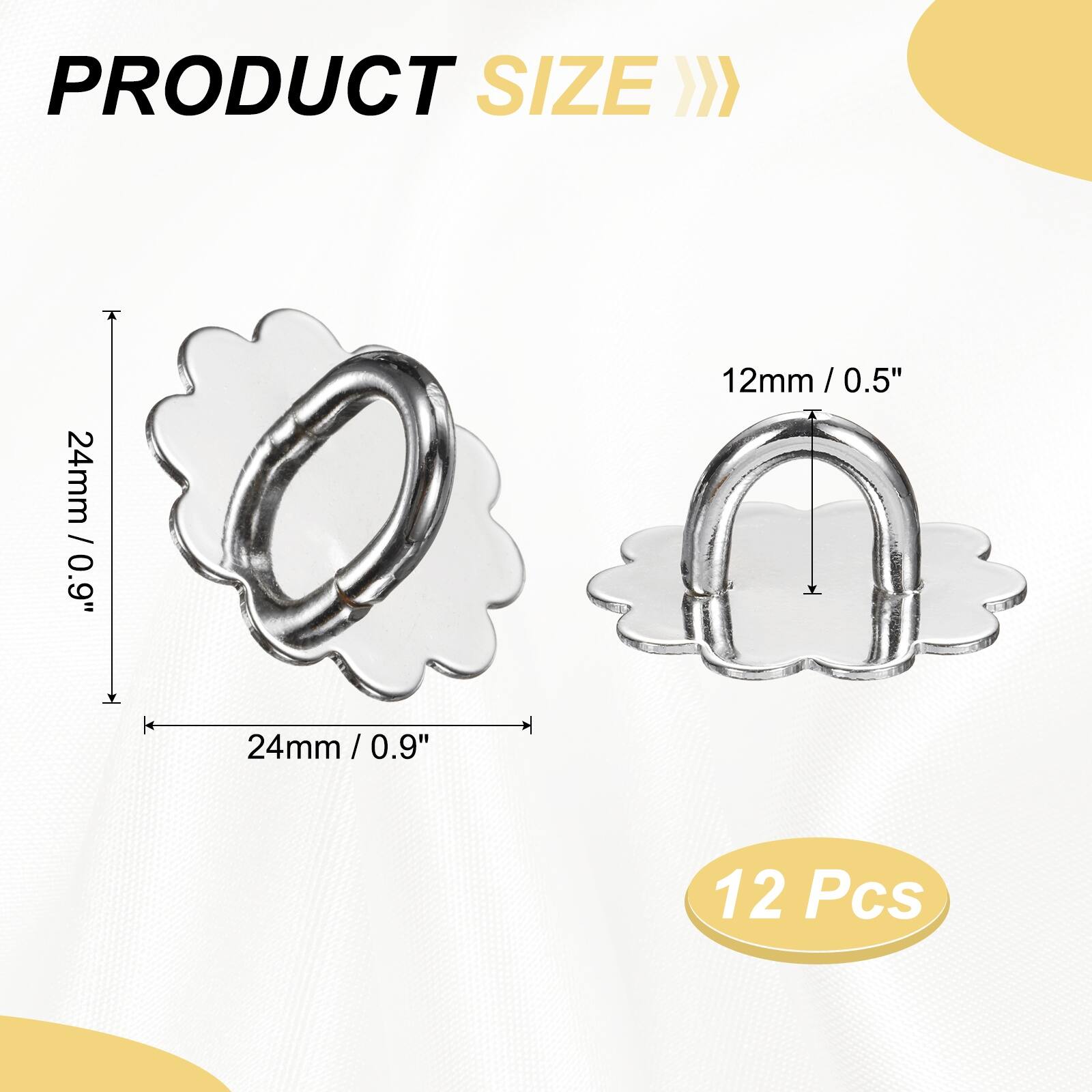 PRODUCT SIZE >> 24mm / 0.9"  
12mm / 0.5"  
24mm / 0.9"  
12 Pcs