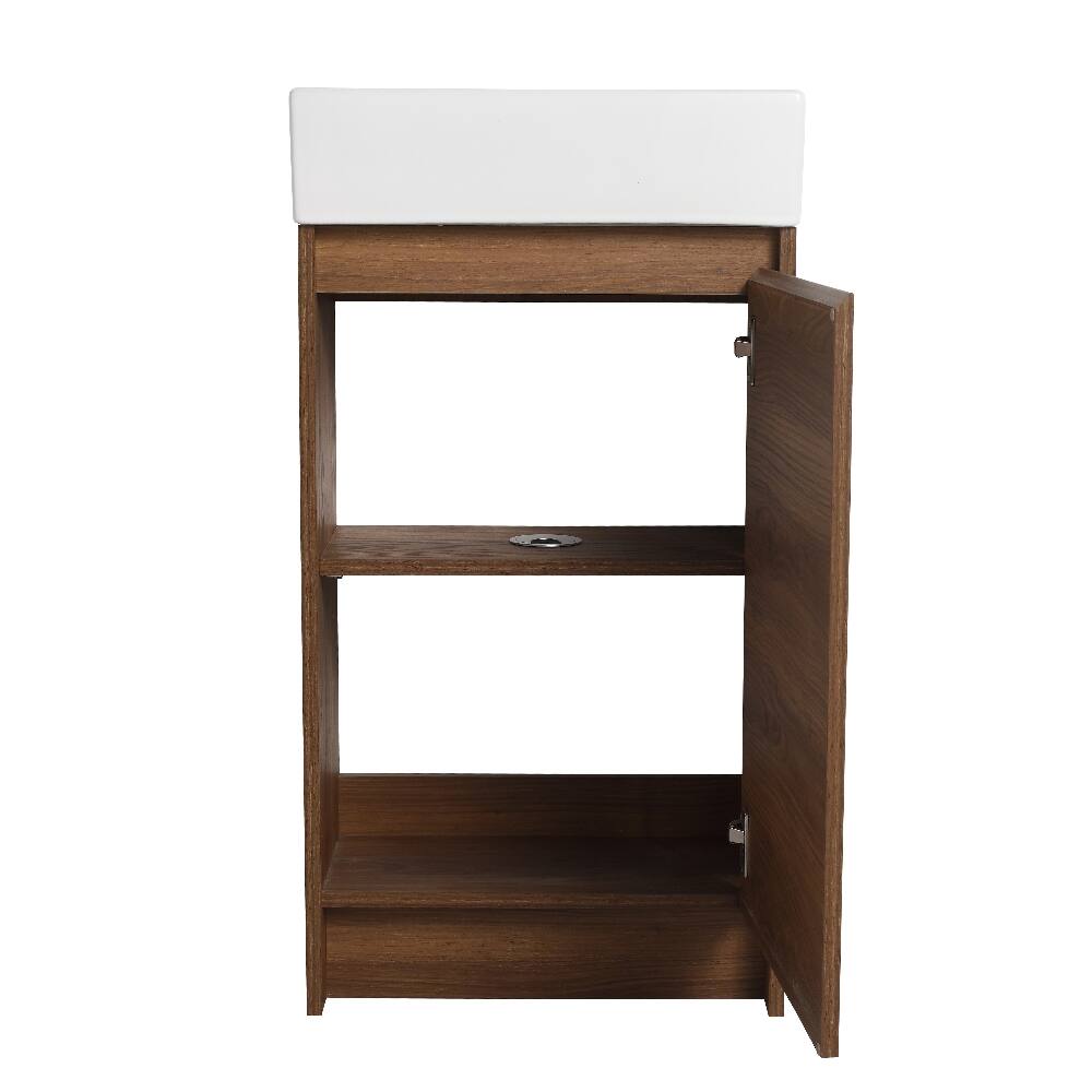 Alt View 10. Loheer - Loheer 18 Inch Freestanding Bathroom Vanity with Single Sink, Brown Ebony, Plywood Base - Brown Ebony.