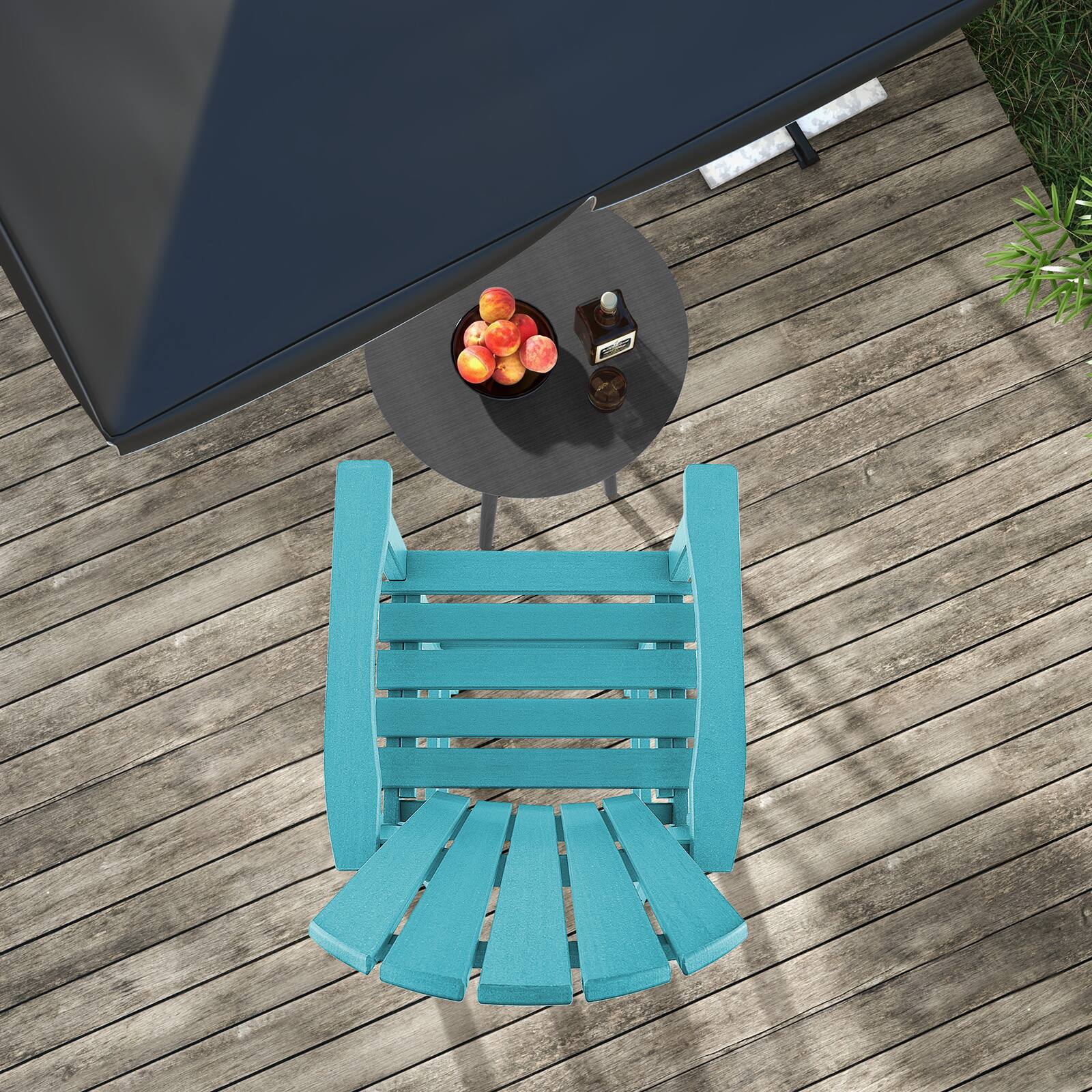 Alt View 5. Gymax - Gymax Set Of 2 Outdoor HDPE Bar Height Stool Patio Tall Chair Armrest Footrest All Weather Turquoise - Turquoise.