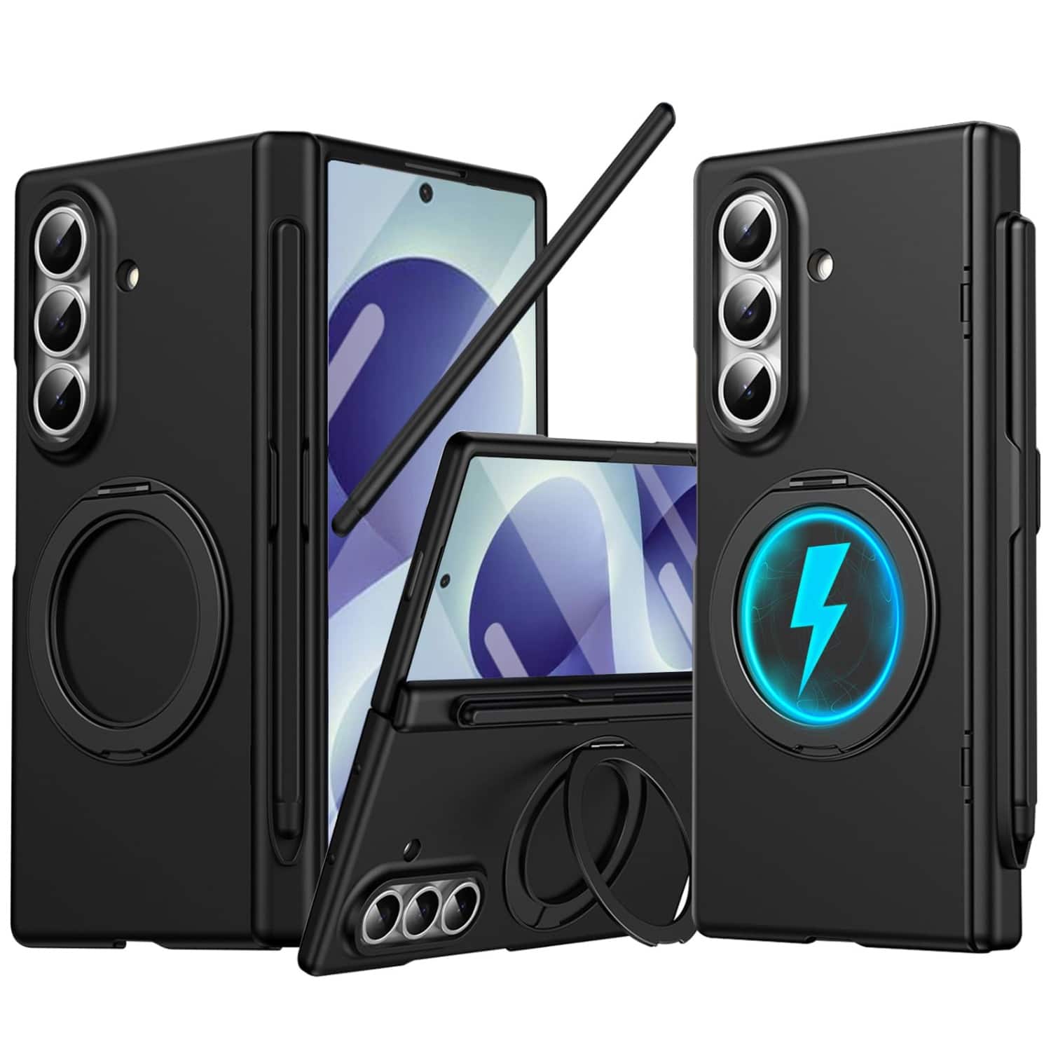 Dteck - Magnetic Ring Stand Rugged Case For Samsung Galaxy Z Fold8 Ultra Built-in Screen Protector+Hinge Cover+Stylus - Black price history on PriceWatchPro