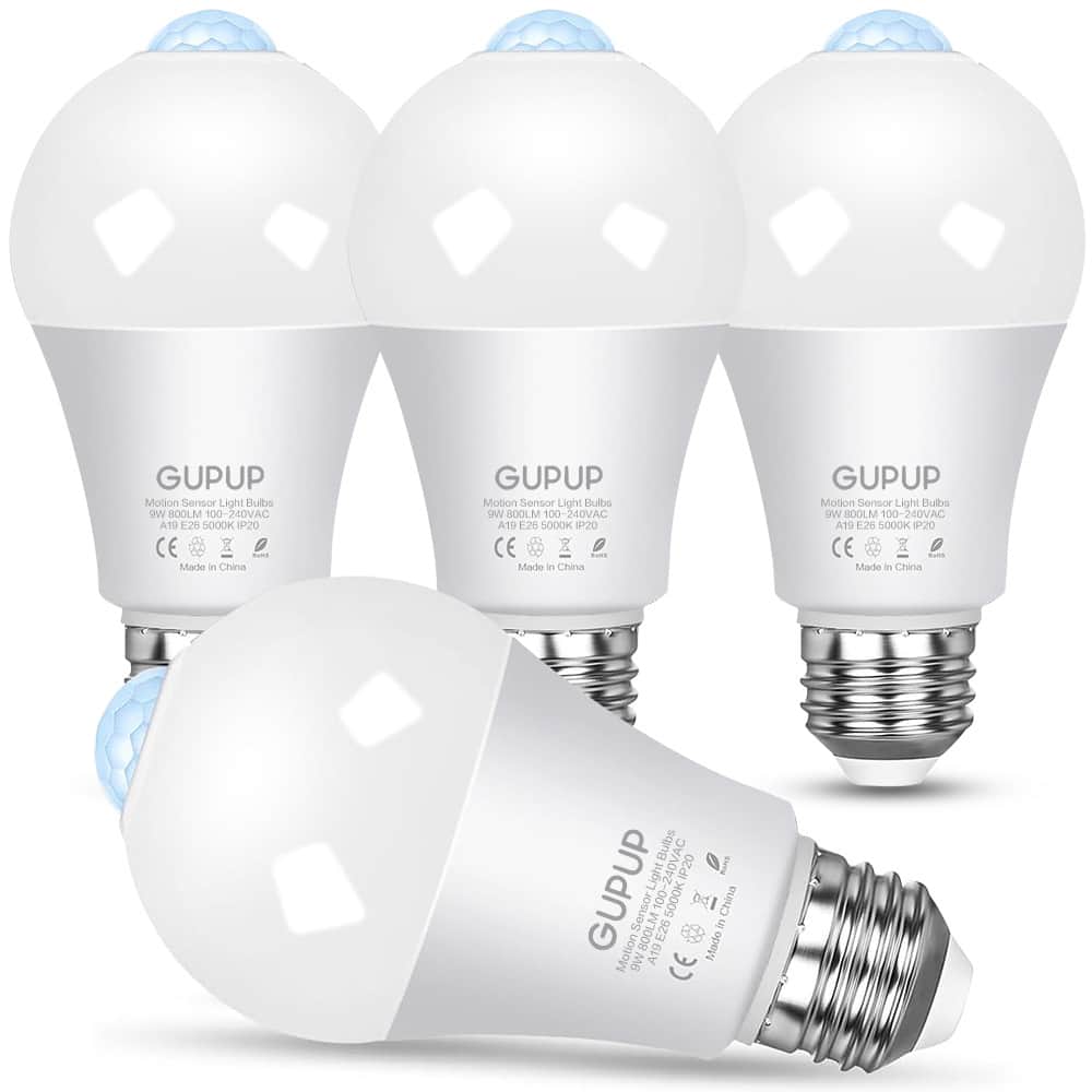 DAYBETTER - 9W A19 Dusk to Dawn Motion Sensor LED Bulb,60-Watt Equivalent,800LM 5000K Daylight E26,Security Light