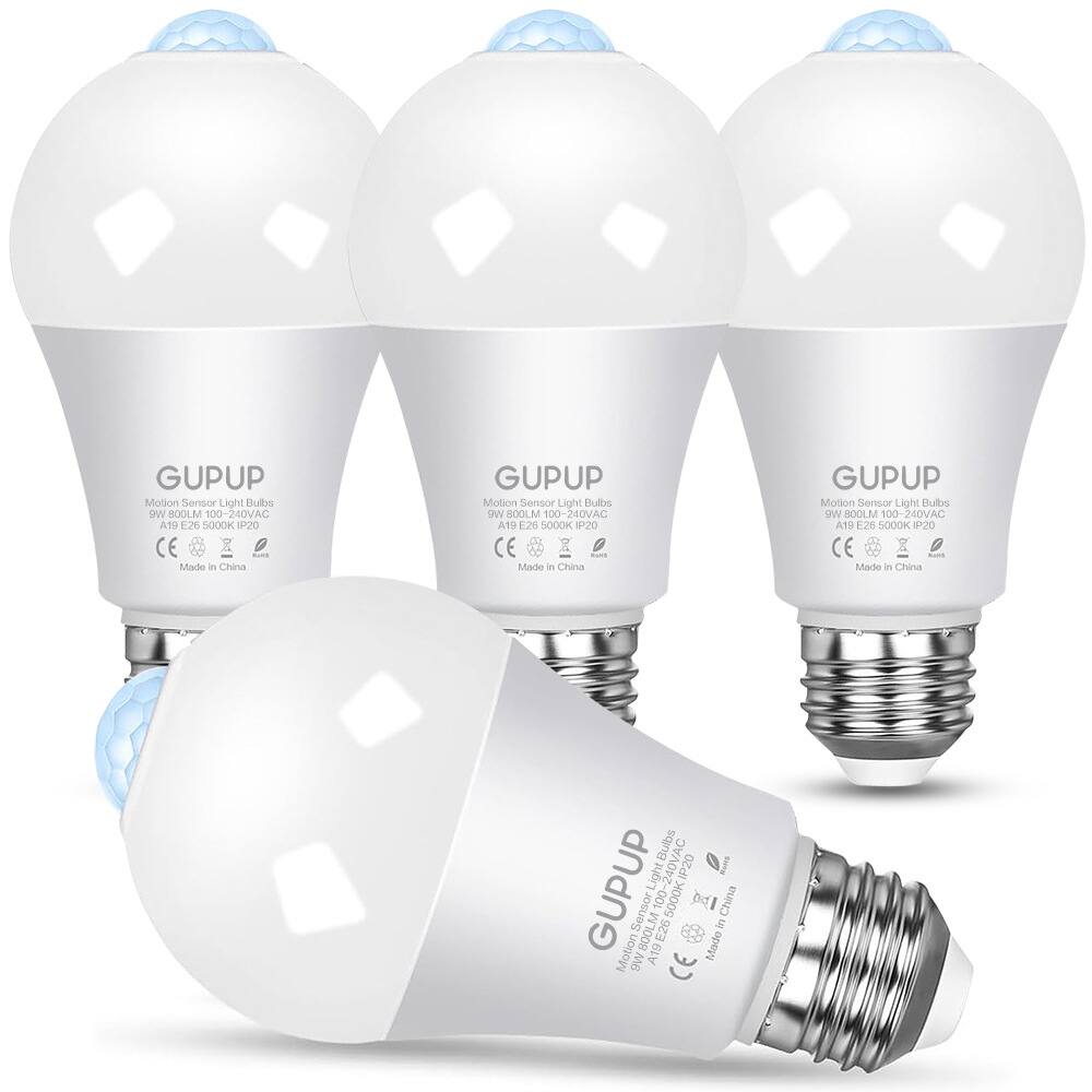 GUPUP Motion Sensor Light Bulbs 9W 800LM 100-240VAC A19 E26 5000K IP20 CE Made in China
