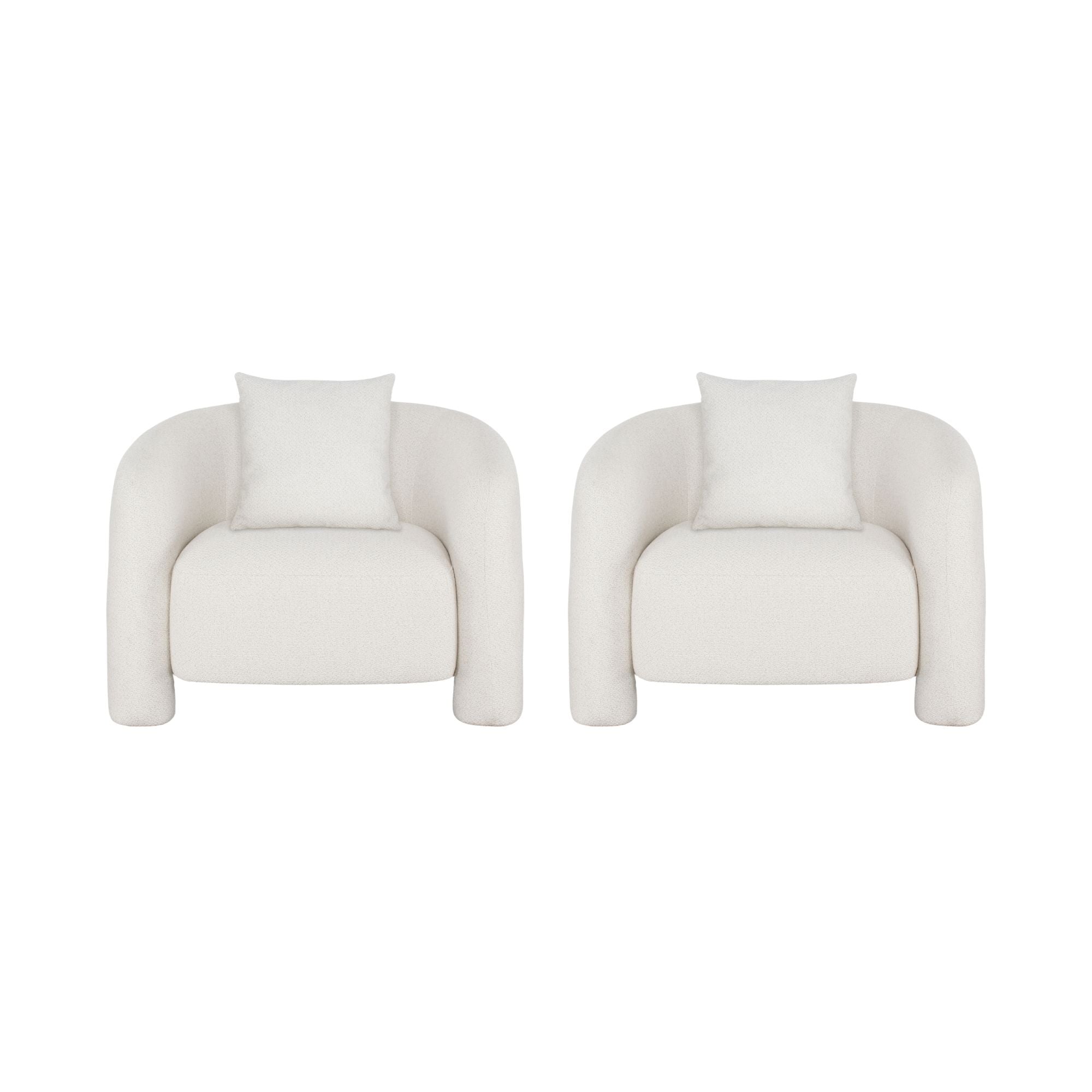 Front. Manhattan Comfort - Sylvia Modern Glam Tweed Lounge Chair - Set of 2 - Ivory.