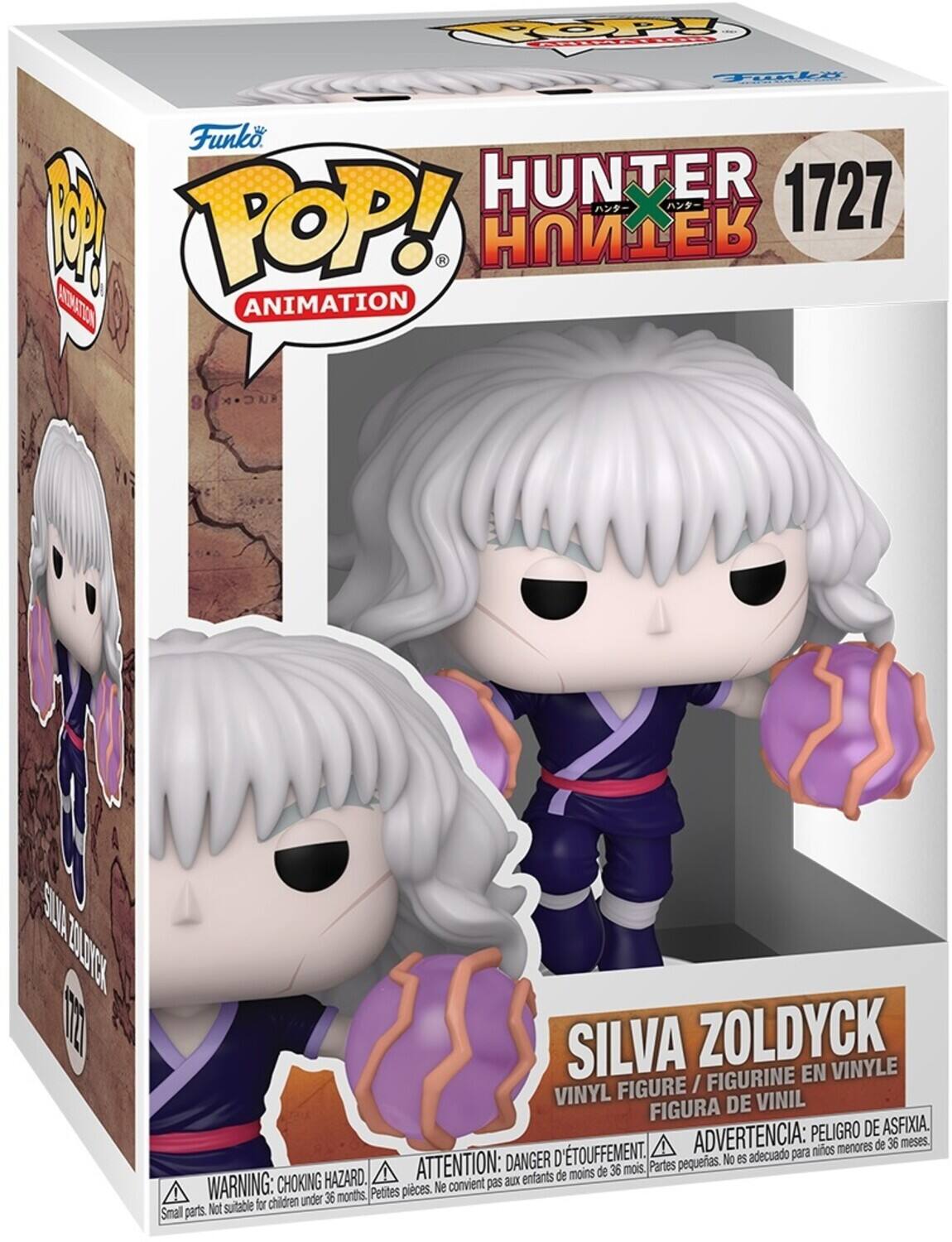 Funko Pop! Animation Hunter X 1727 M

Silva Zoldyck Vinyl Figure / Figurine en Vinyl / Figura de Vinil

Peligro de asfixia. D'etouffement. Advertencia: para niños menores de 36 meses.

Danger d'étouffement. Attention: pas aux enfants de moins de 36 mois.

Petites pièces. Ne s'adapte pas aux enfants de moins de 36 mois.

Small parts. Not suitable for children under 36 months. Choking hazard.
