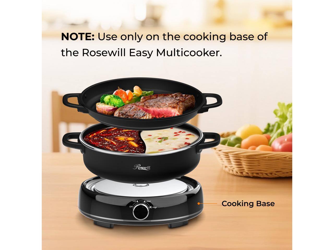 NOTE: Use only on the cooking base of the Rosewill Easy Multicooker.
