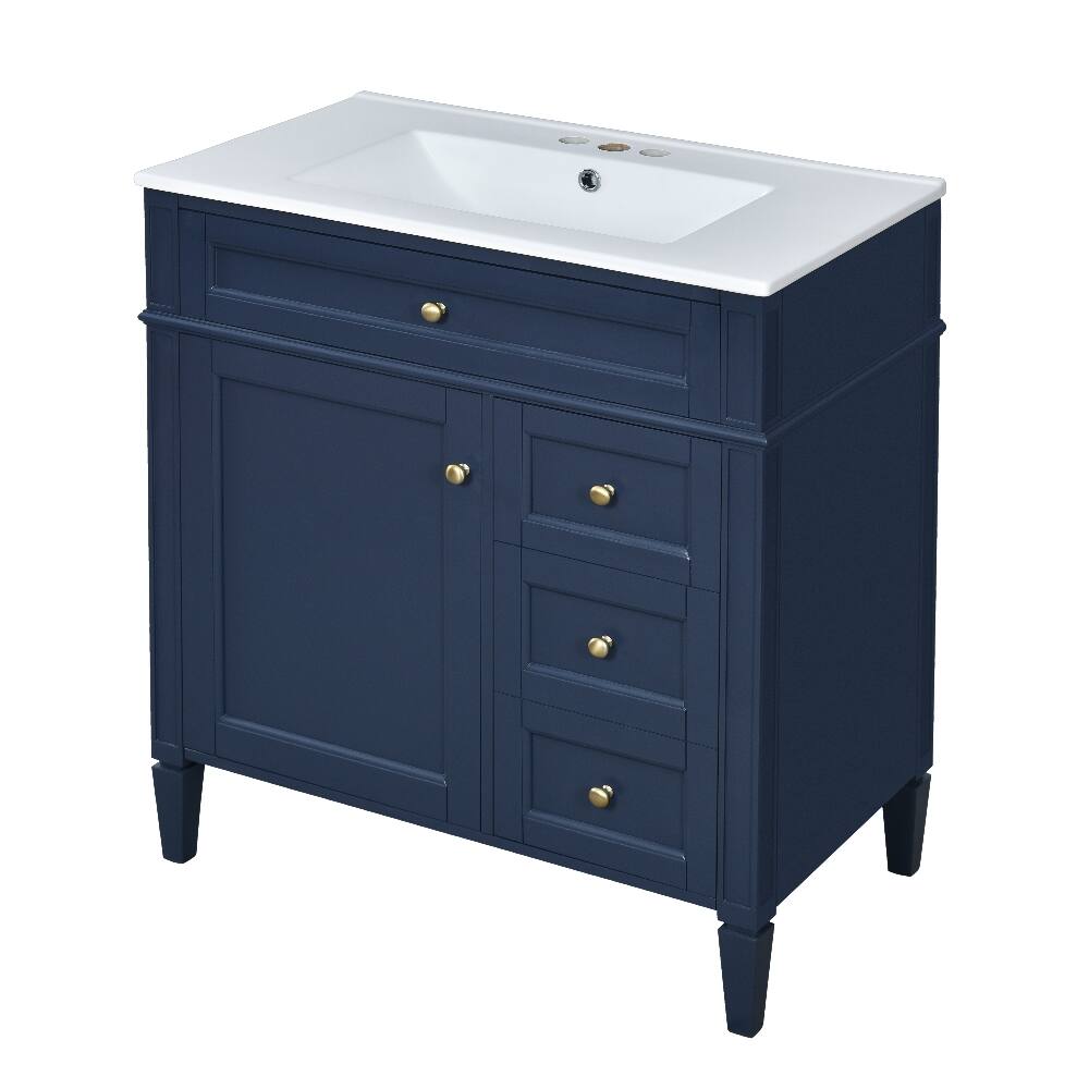 Alt View 7. Loheer - Loheer 30 Inch Bathroom Vanity with Sink Blue Modern Single Sink Bathroom Vanity - Blue.