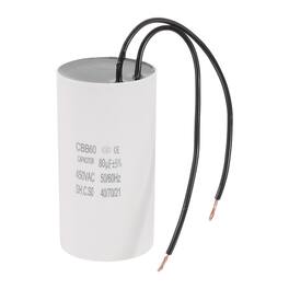 Unique Bargains - 80uF CBB60 Running Capacitor, AC 450V 2 Wires 50/60Hz for Refrigerators, Washing Machines, Water Pumps - White