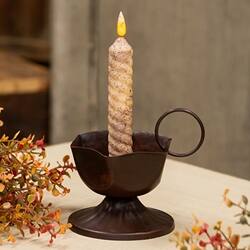 Angle. BreeBe - Rusty Look Metal Urn Bowl Taper Holder - Brown.