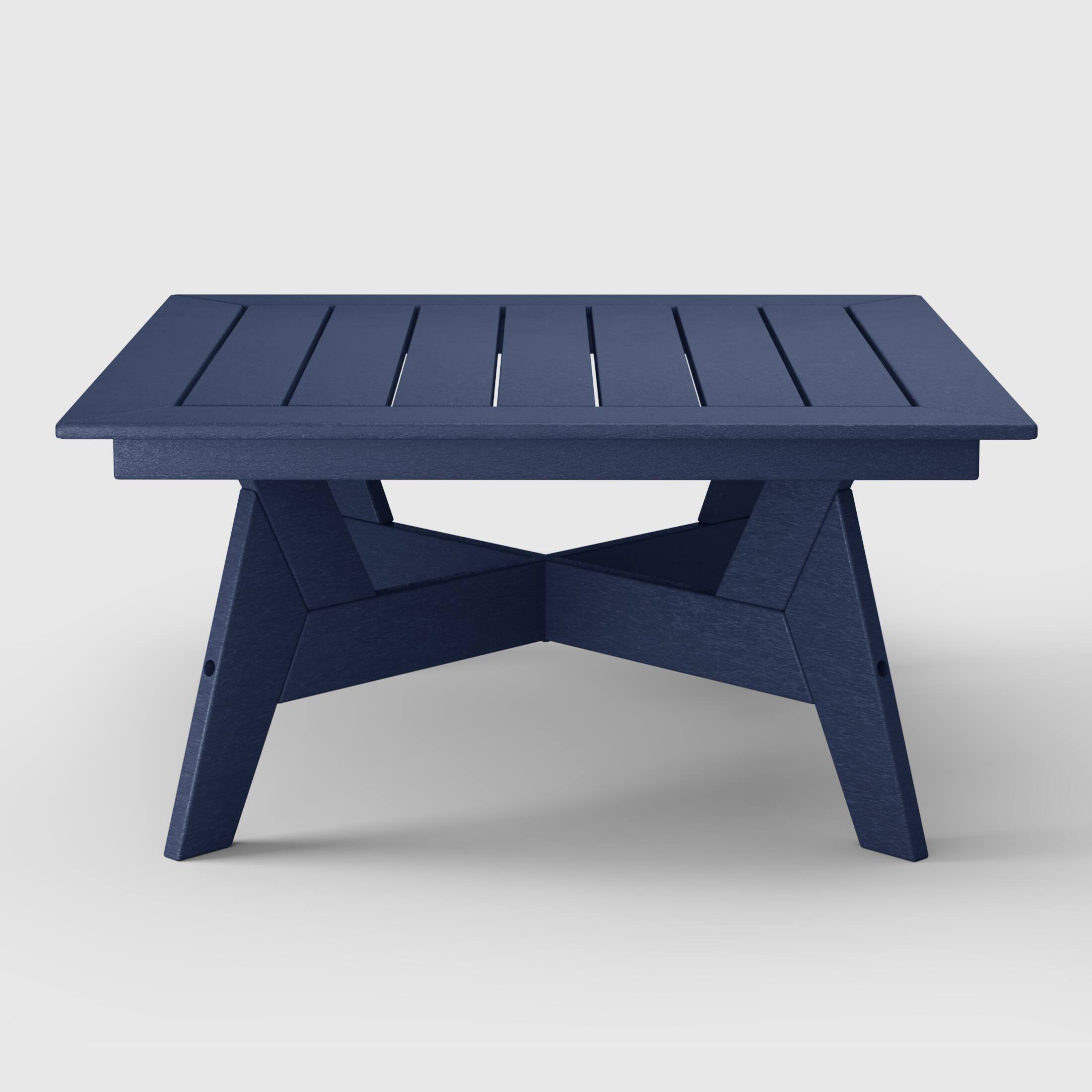 Back. WestinTrends - WestinTrends Avalon Modern Low Outdoor Patio Square HDPE Coffee Table - Navy Blue.