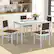 Left. Costway - 5 PCS Dining Table Set for 4 w/Rubber Wood Legs Upholstered Seat Padded Backrest - White and Brown.
