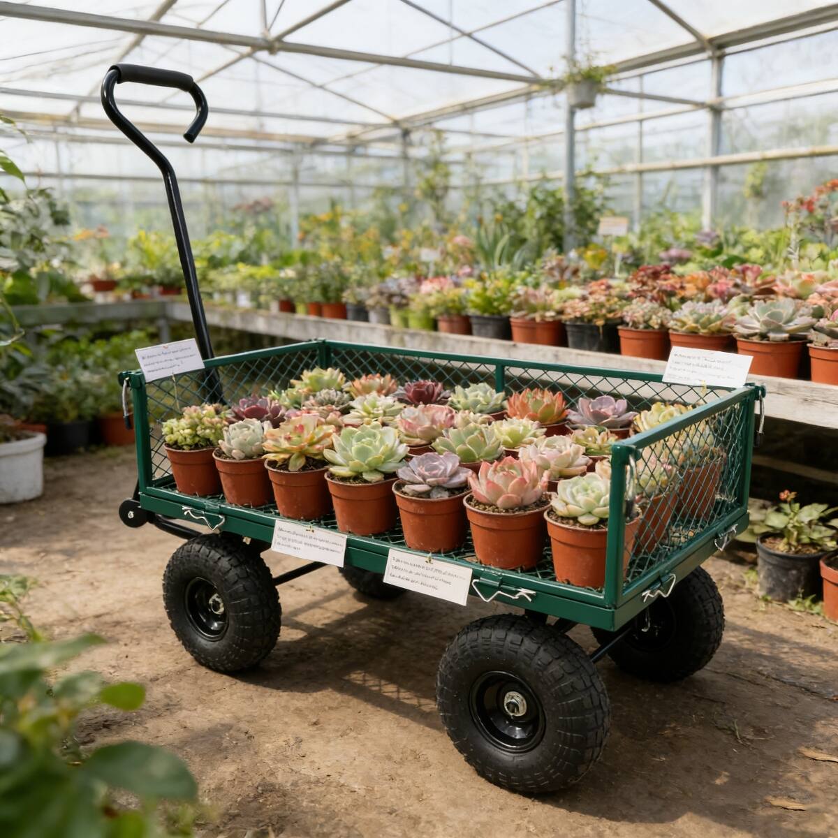 Alt View 6. Loheer - Loheer Heavy Duty Garden Wagon, Green Metal Utility Cart with Removable Sides and 550 lb Capacity.
