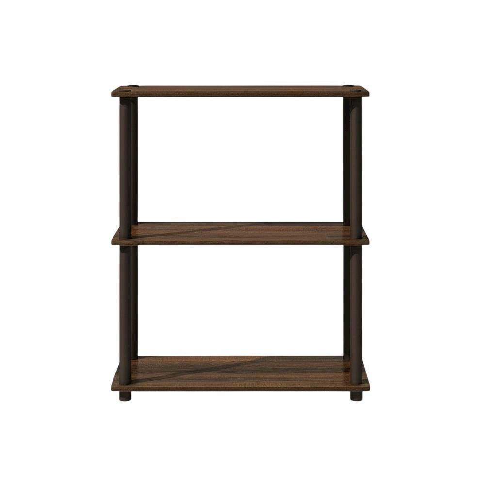Back. FurniFact - Engineered Wood bookcase with sleek design for home storage - Walnut/Brown.