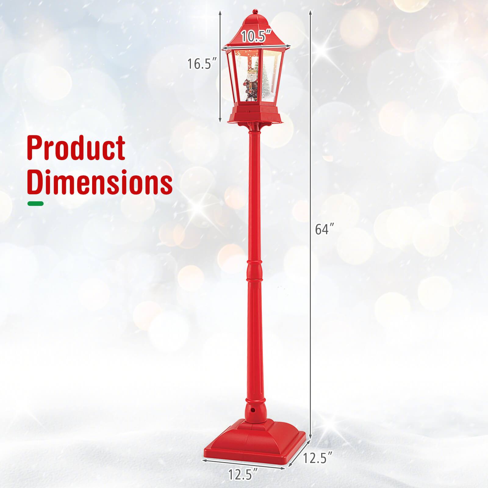 Product Dimensions

- Height: 64"
- Width: 16.5"
- Depth: 12.5"
- Base: 12.5" x 12.5"
- Top: 10.5"