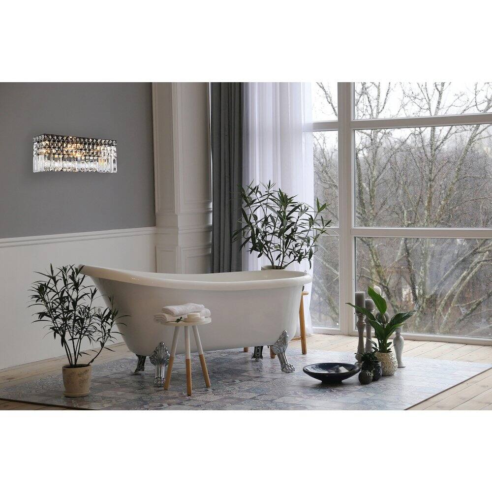 Alt View 2. Elegant Lighting - Maxime 18 Inch Black Wall Sconce - Black And Clear.