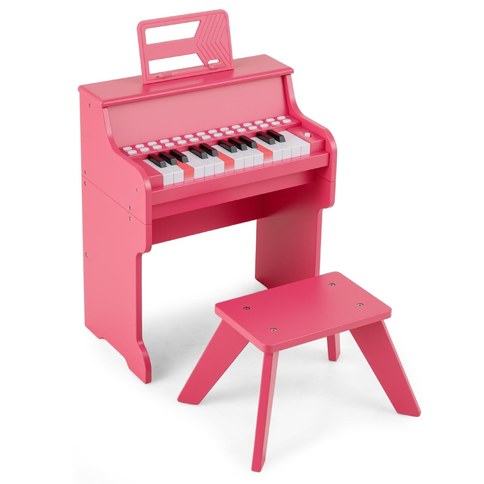 Front. Ecooso - 25-Key Kids Piano with Stool, Mini Digital Keyboard, Adjustable Tempo and Volume, Wooden Toy.