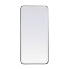 Elegant Decor - Soft Corner Metal Rectangle Mirror 32x72 Inch - Silver
