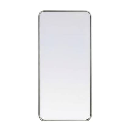 Front. Elegant Decor - Soft Corner Metal Rectangle Mirror 32x72 Inch in Silver - Silver.