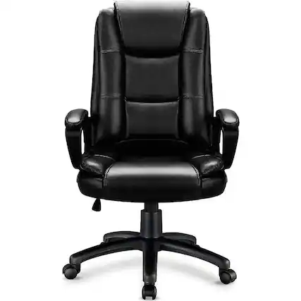 Front. Platinum-Level - Black Ergonomic Big and Tall High Back PU Leather Office Chair Lumbar Support 400 LBS Heavy Duty - Black.