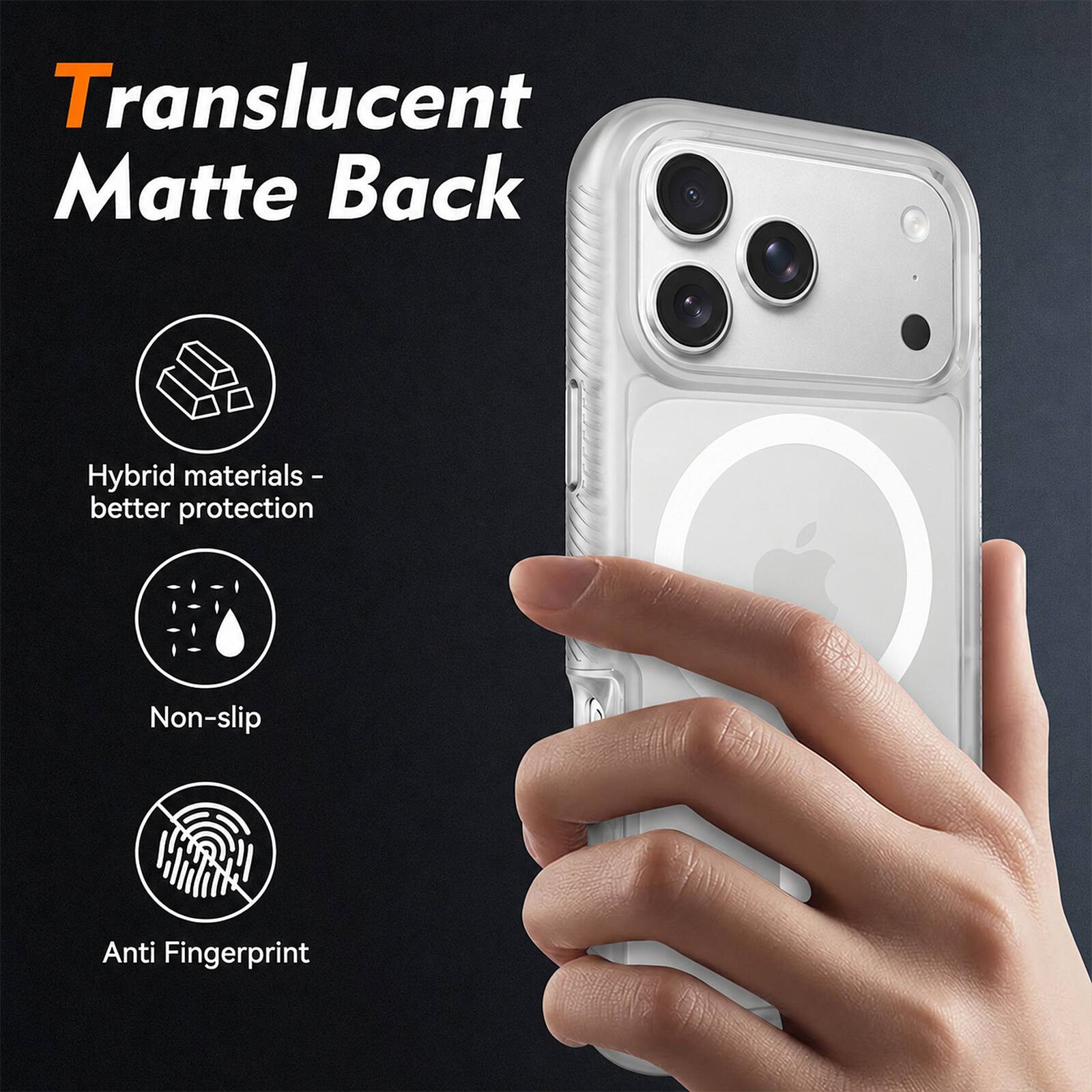 Translucent Matte Back

Hybrid materials - better protection

Non-slip

Anti Fingerprint