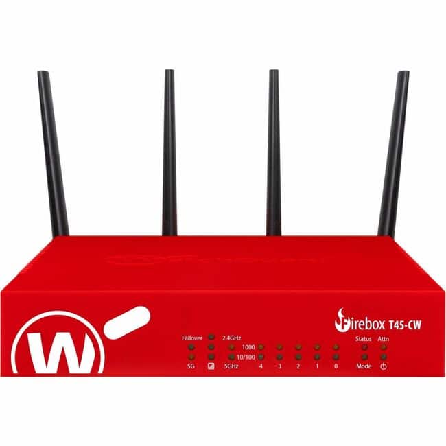WatchGuard - Firebox T45-CW Network Security/Firewall Appliance - Intrusion Prevention - 5 Port - 1000Base-T - Gigabit - Black