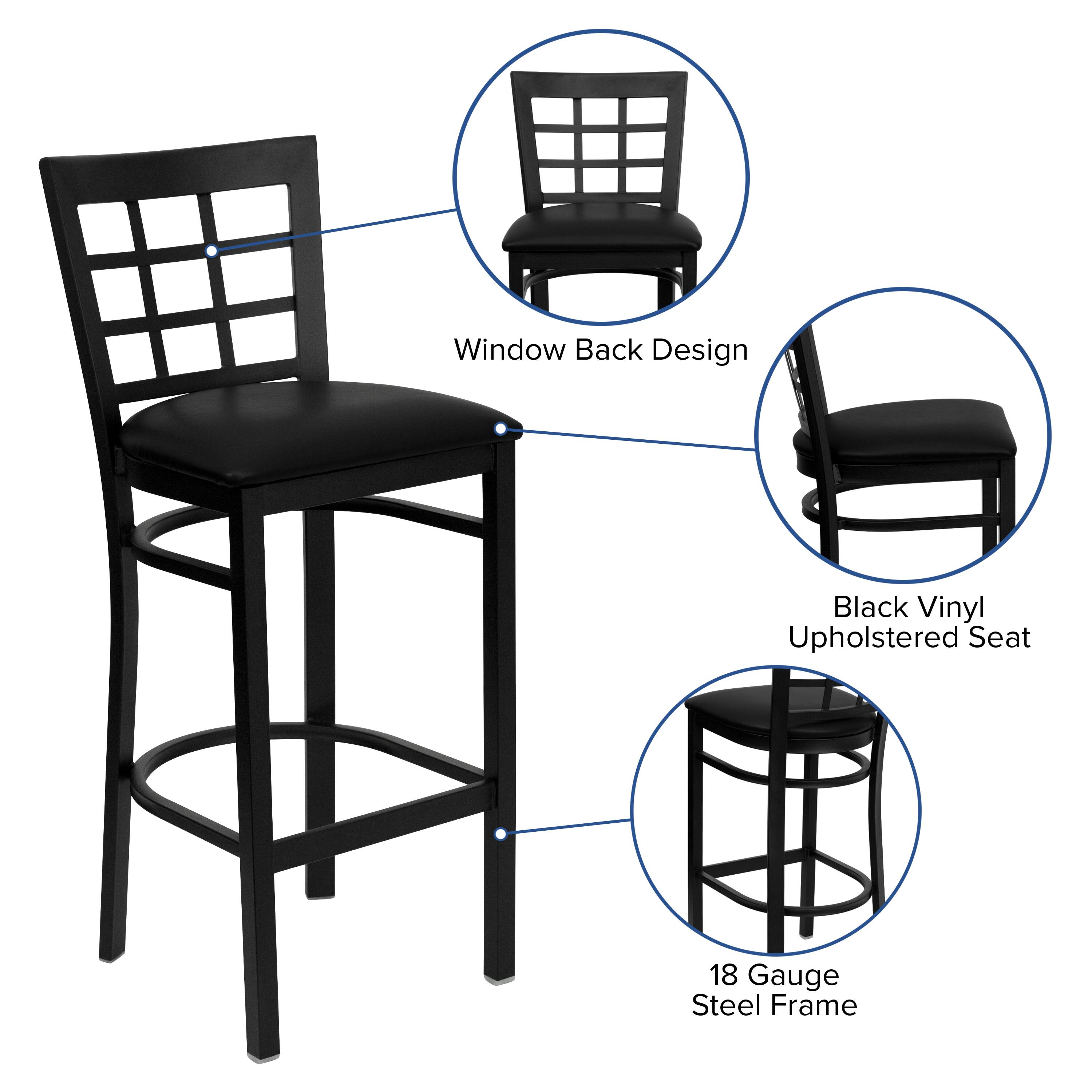 Window Back Design  
Black Vinyl Upholstered Seat  
18 Gauge Steel Frame