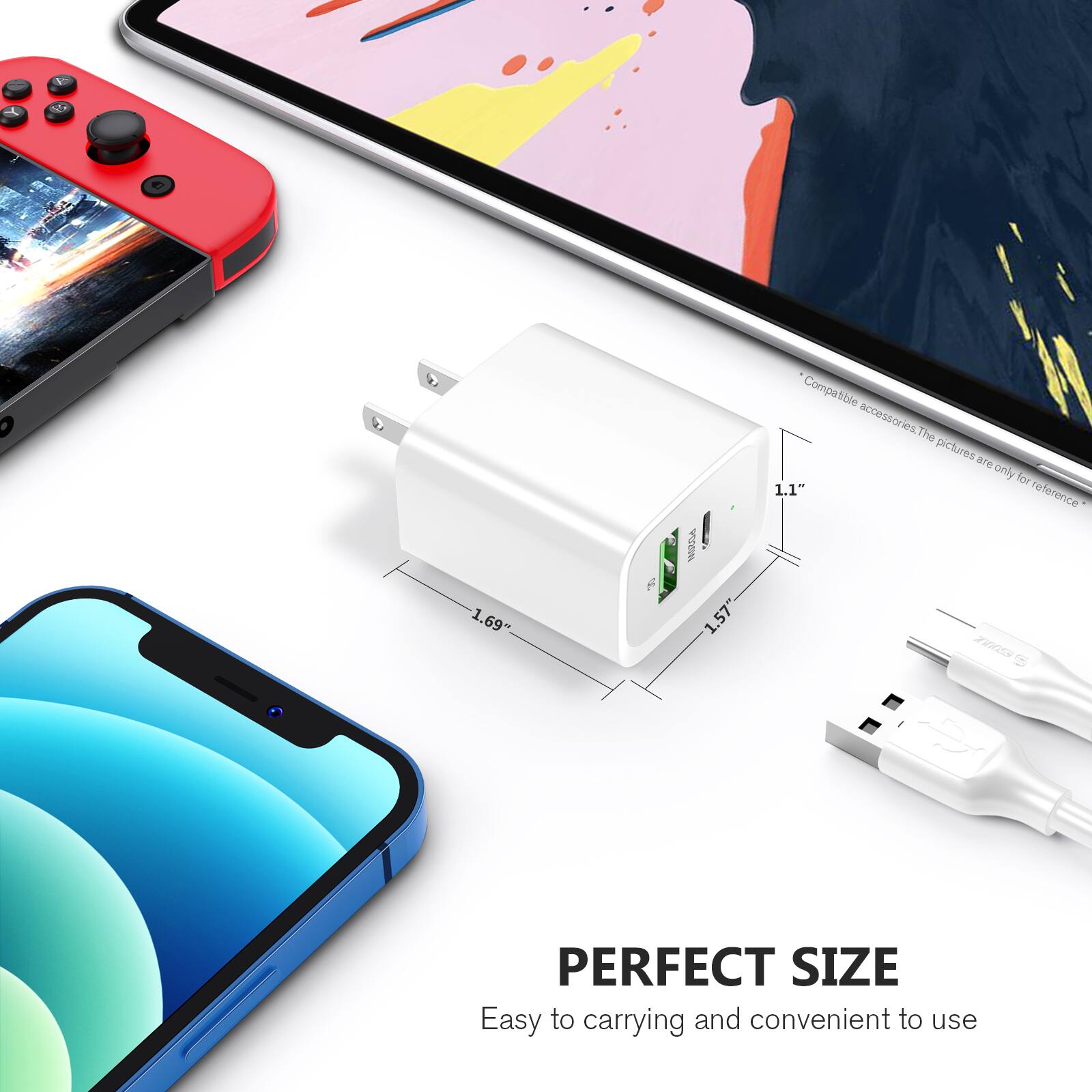 G 1.69" 1.57" Compatible accessories the pictures are only for reference PERFECT SIZE Easy to carrying and convenient to use