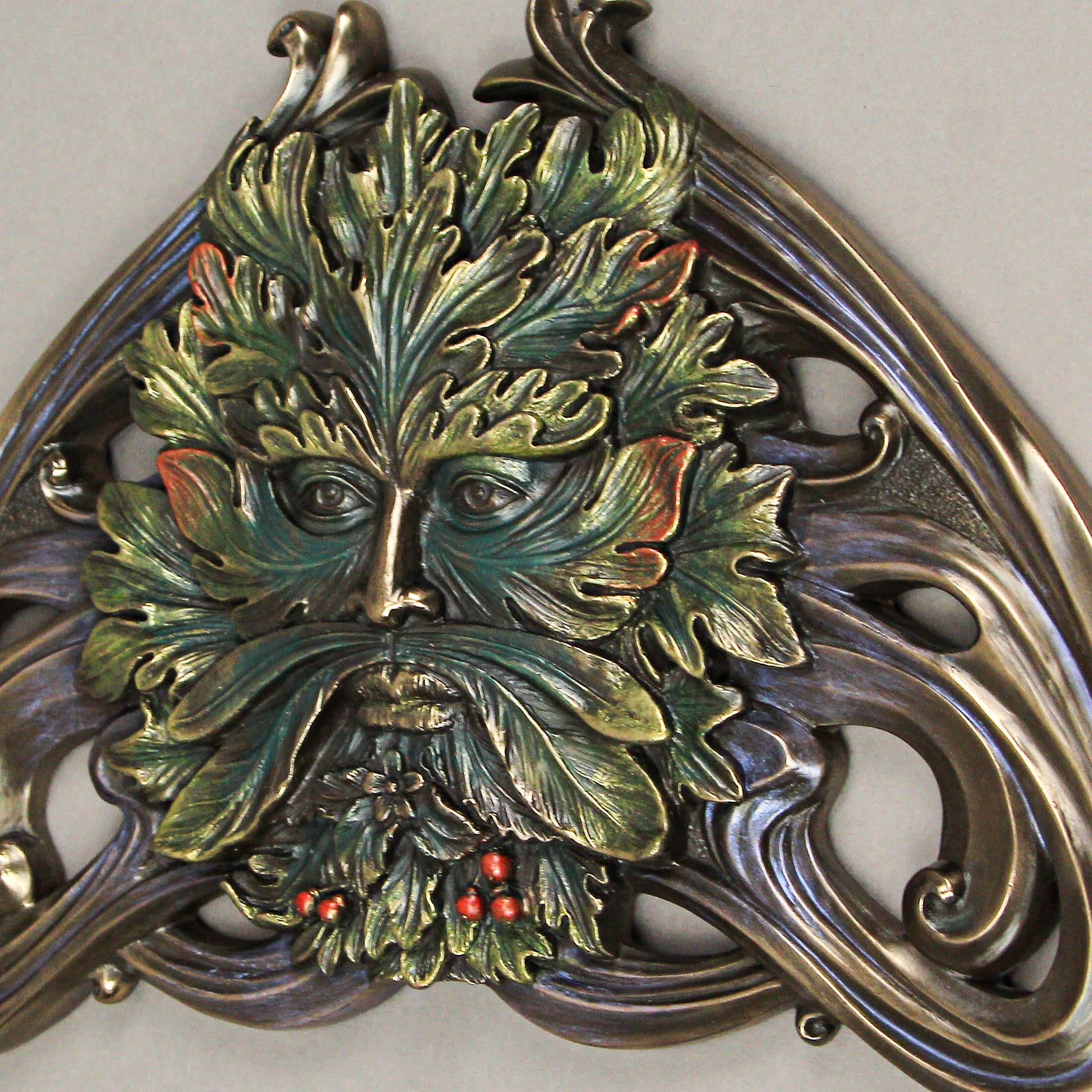 Alt View 8. Veronese Design - Art Nouveau Style Celtic Greenman Wall Hanging 9.5 Inches Long - Multicolored.