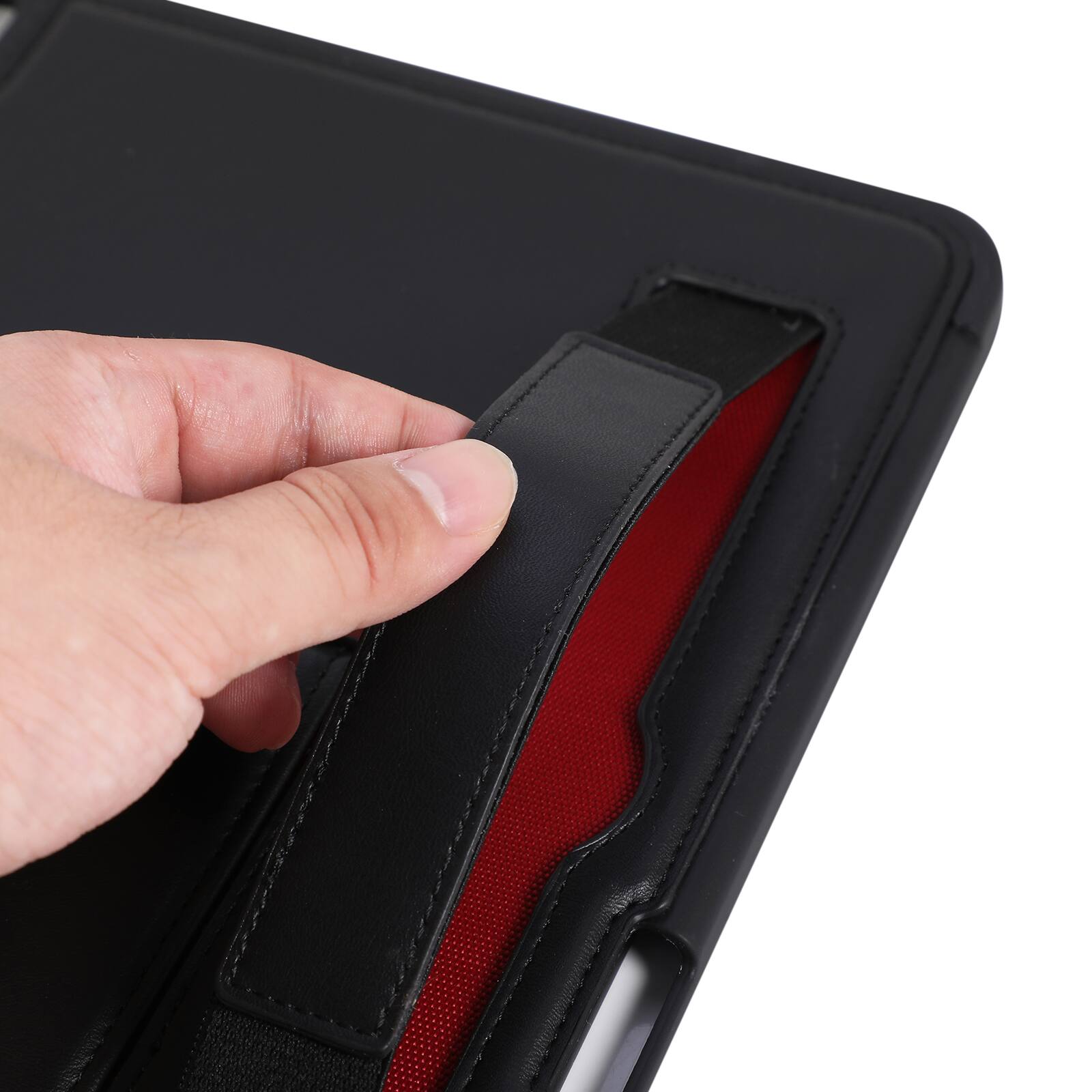 Alt View 5. Dteck - Shockproof Case for Apple iPad (A16) 11" 2025 with Hand Strap and Foldable Kickstand, PU Leather TPU Protective Cover - Black.